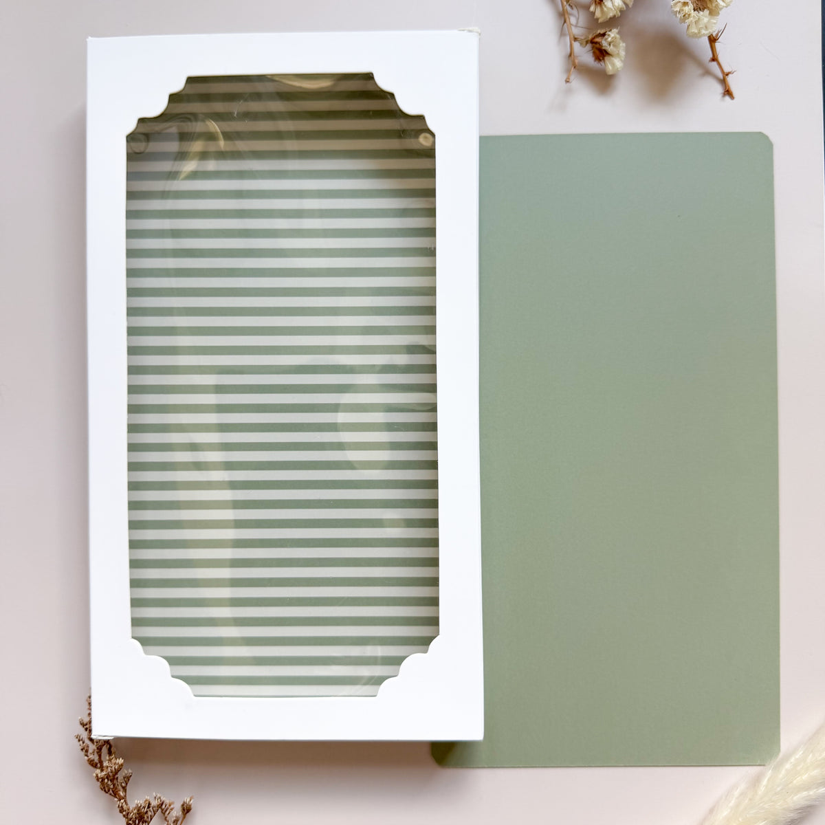 Reversible Duo Backer Cards - Sage Stripe 10pk for cookie packaging by Dough & Parcel