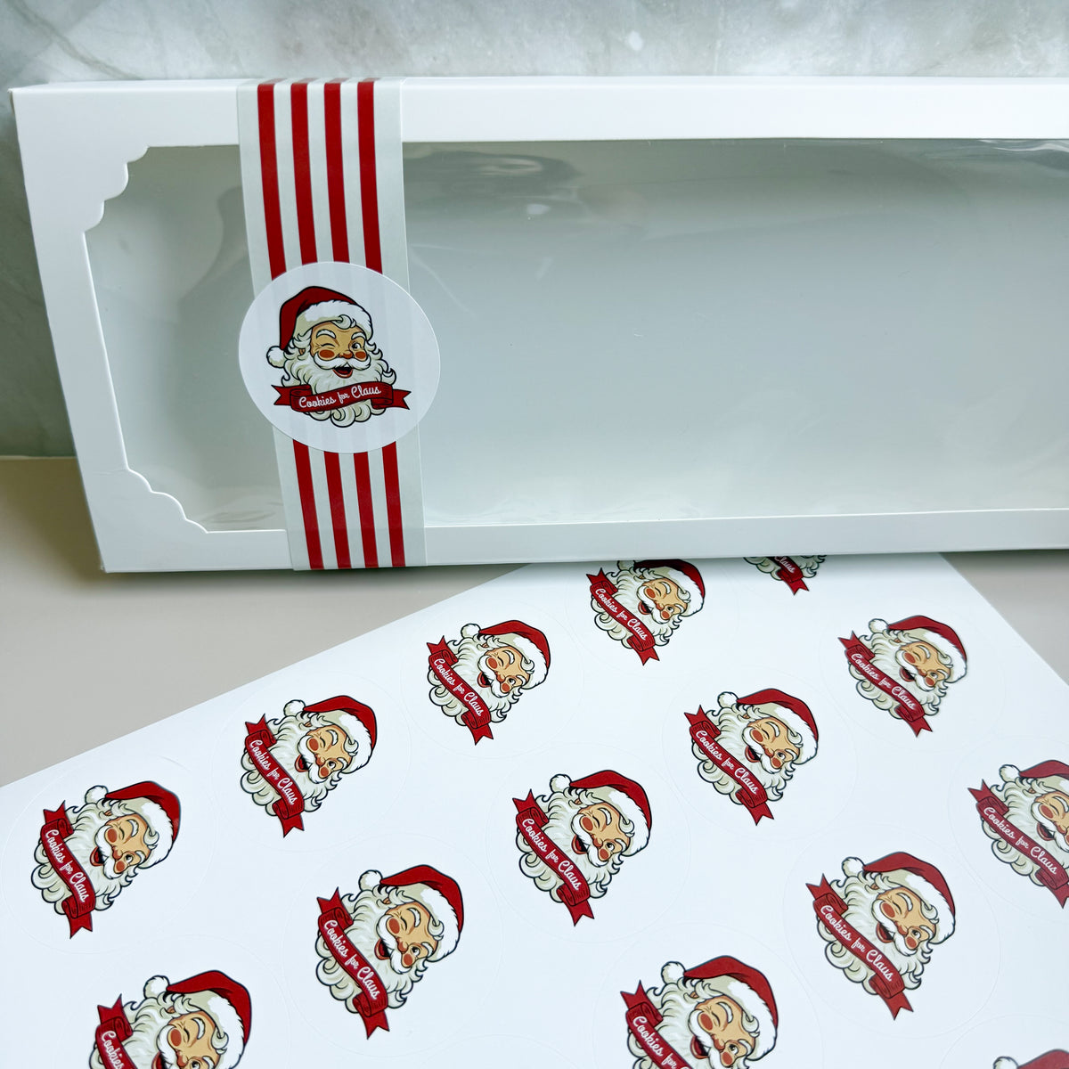 Hojas de pegatinas redondas de Papá Noel