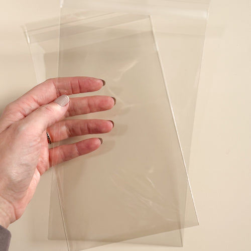 Clear Heat Seal Bags with flap - 5 1/8" x 8" - for Cookie Cards (100 pack)