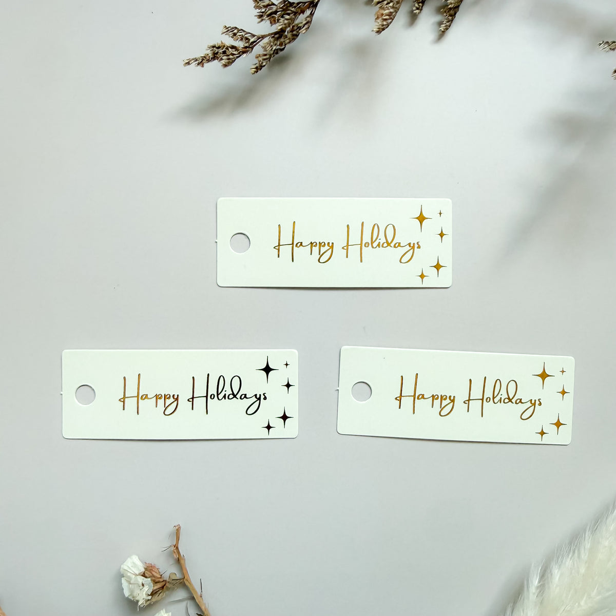 Etiqueta de regalo rectangular de Felices Fiestas (paquete de 25)