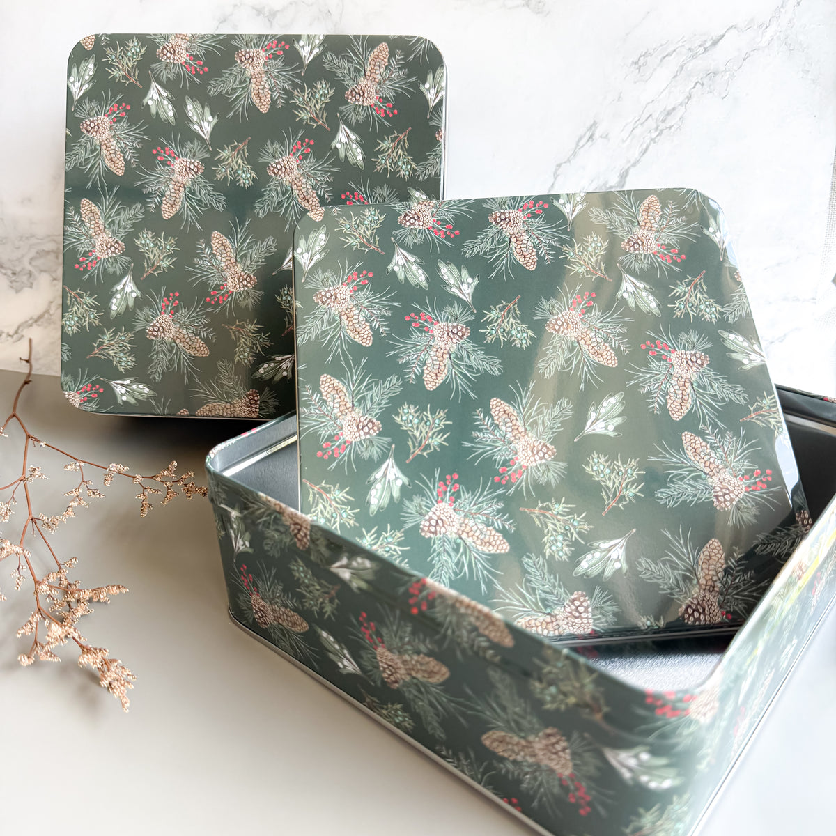 Steel Mill & Co. Christmas Greenery Cookie Tin – Large