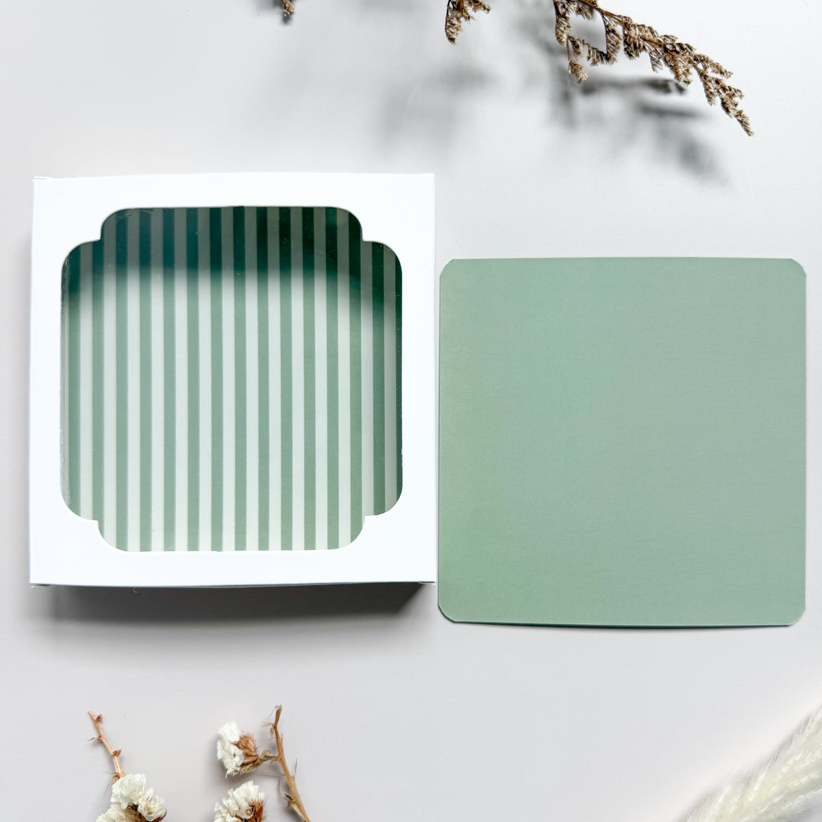 Single Backer Cards - Sage stripe 10pk for cookie packaging by Dough & Parcel