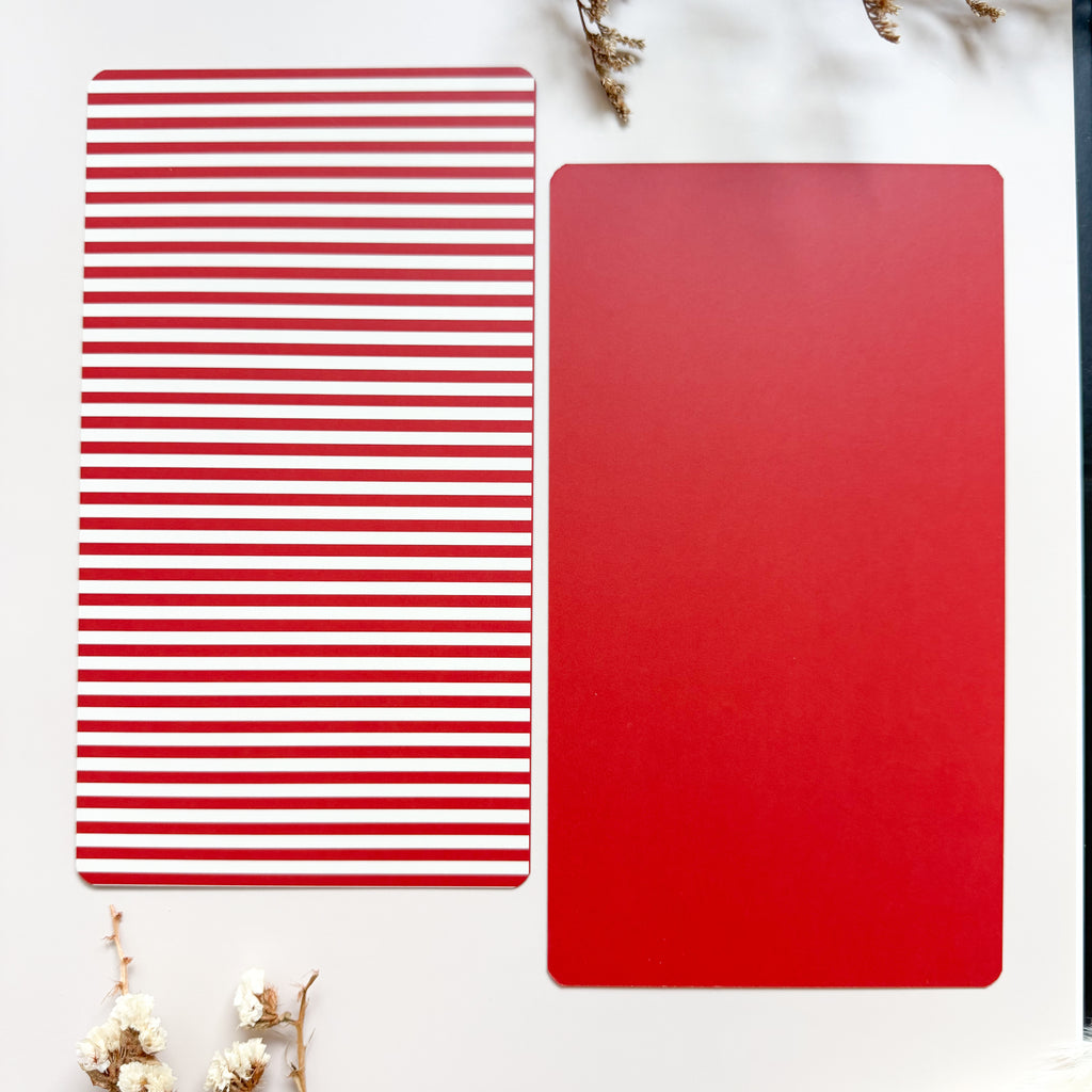 Reversible Duo Backer Cards - Red Stripe 10pk for cookie packaging by Dough & Parcel