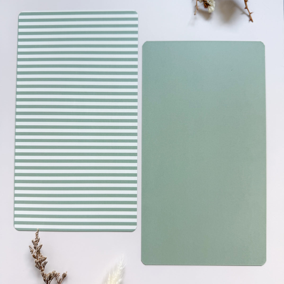 Reversible Duo Backer Cards - Sage Stripe 10pk for cookie packaging by Dough & Parcel