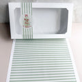 Sage Stripe long wrap stickers for cookie boxes and bakery packaging
