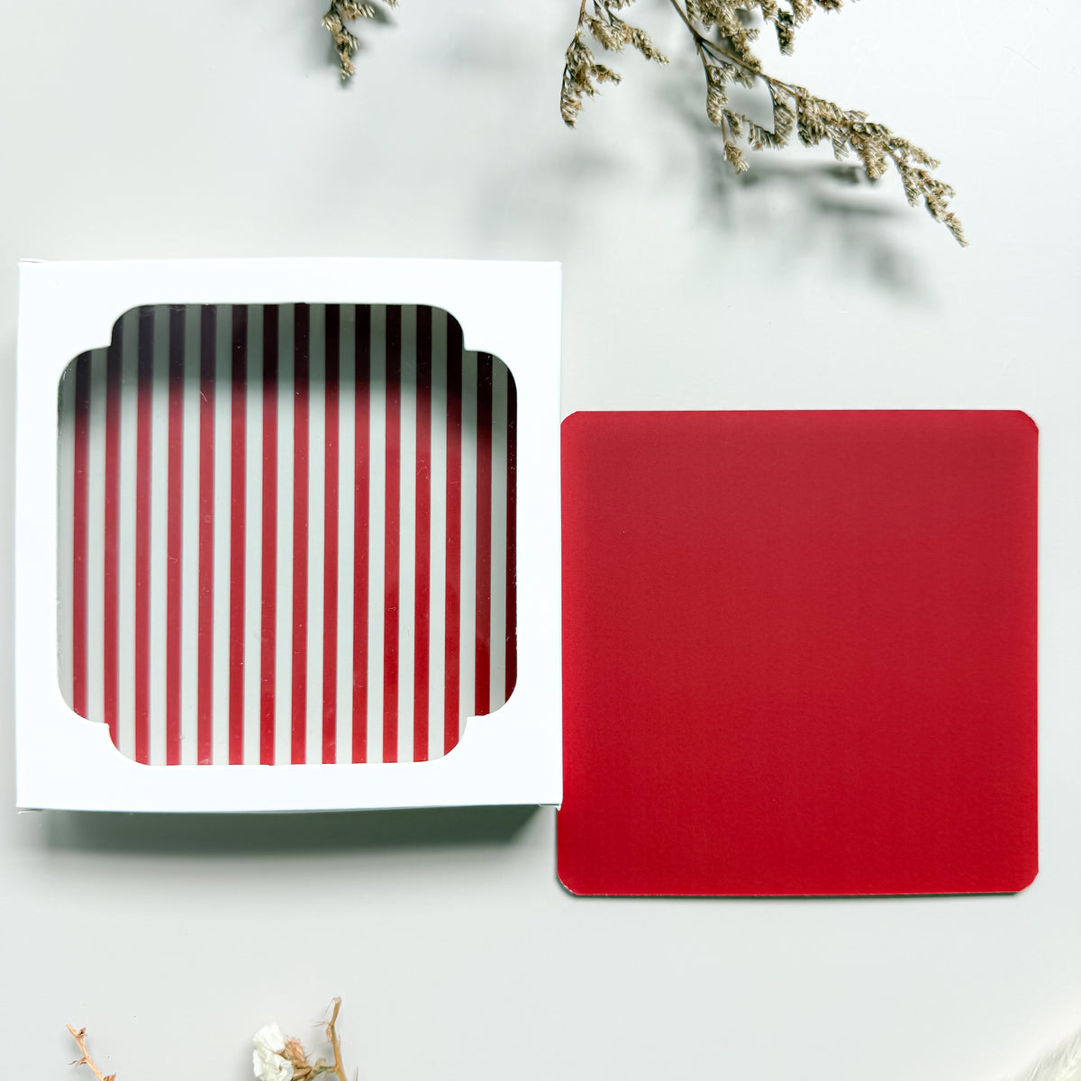 Single Backer Cards - Red stripe 10pk for cookie packaging by Dough & Parcel