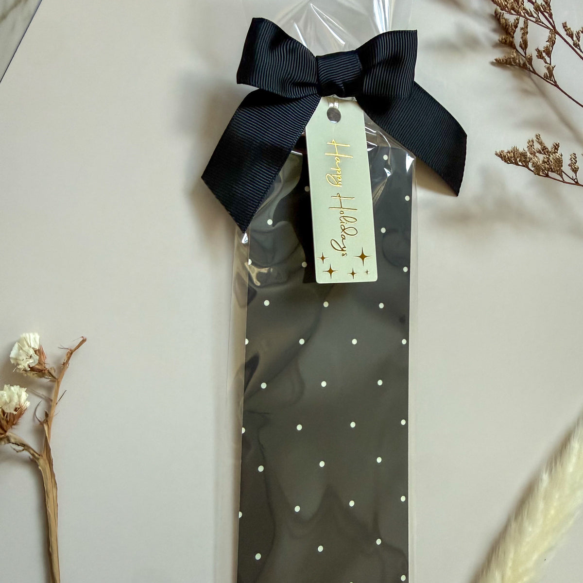 Etiqueta de regalo rectangular de Felices Fiestas (paquete de 25)